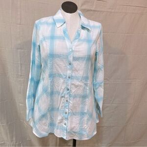 (NWT!) Soft Surroundings Blue Plaid Button-down Shirt